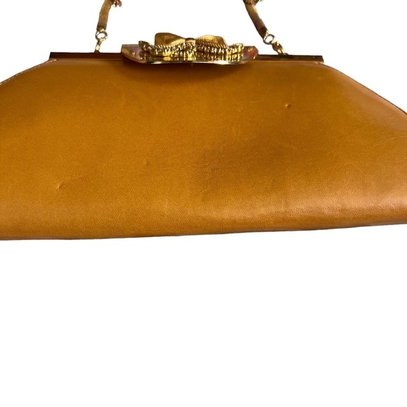 Sacco 1823 Italian Leather Bag With Swarovski Crystal, Tan - Picture 9 of 16